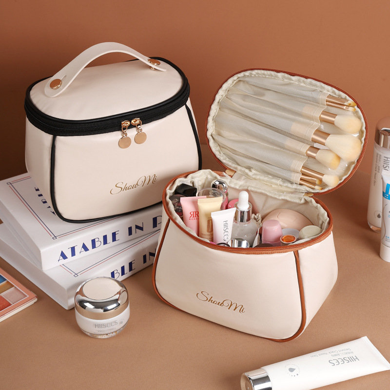 Skincare D'Alba - Reise-Kosmetiktasche mit großer Kapazität, tragbare PU-Leder-Kosmetiktasche,