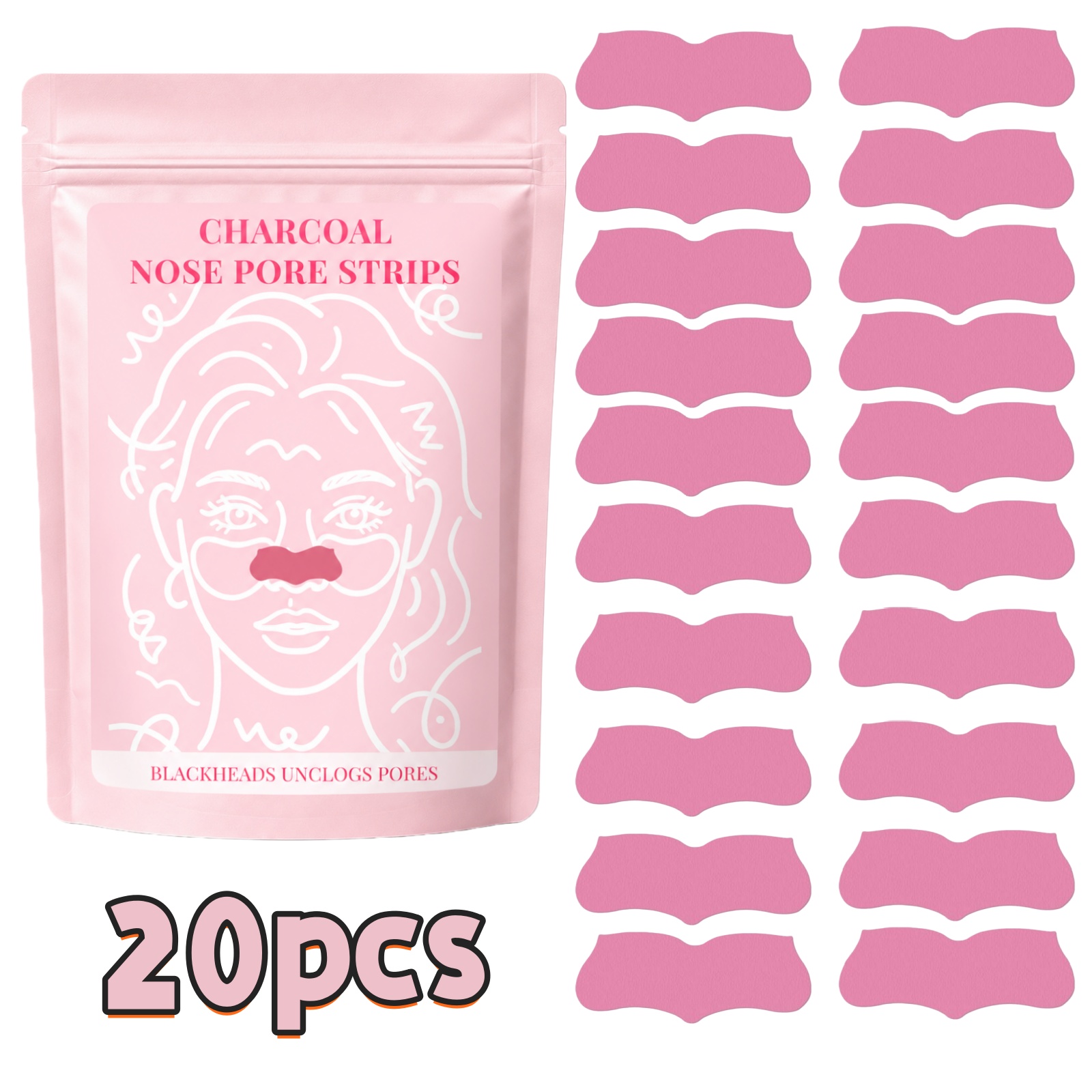 Charcoal Pore Strip - 20 Stück Tiefenreinigende Mitesser-Entferner Nasenstreifen, Porenverkleinernde